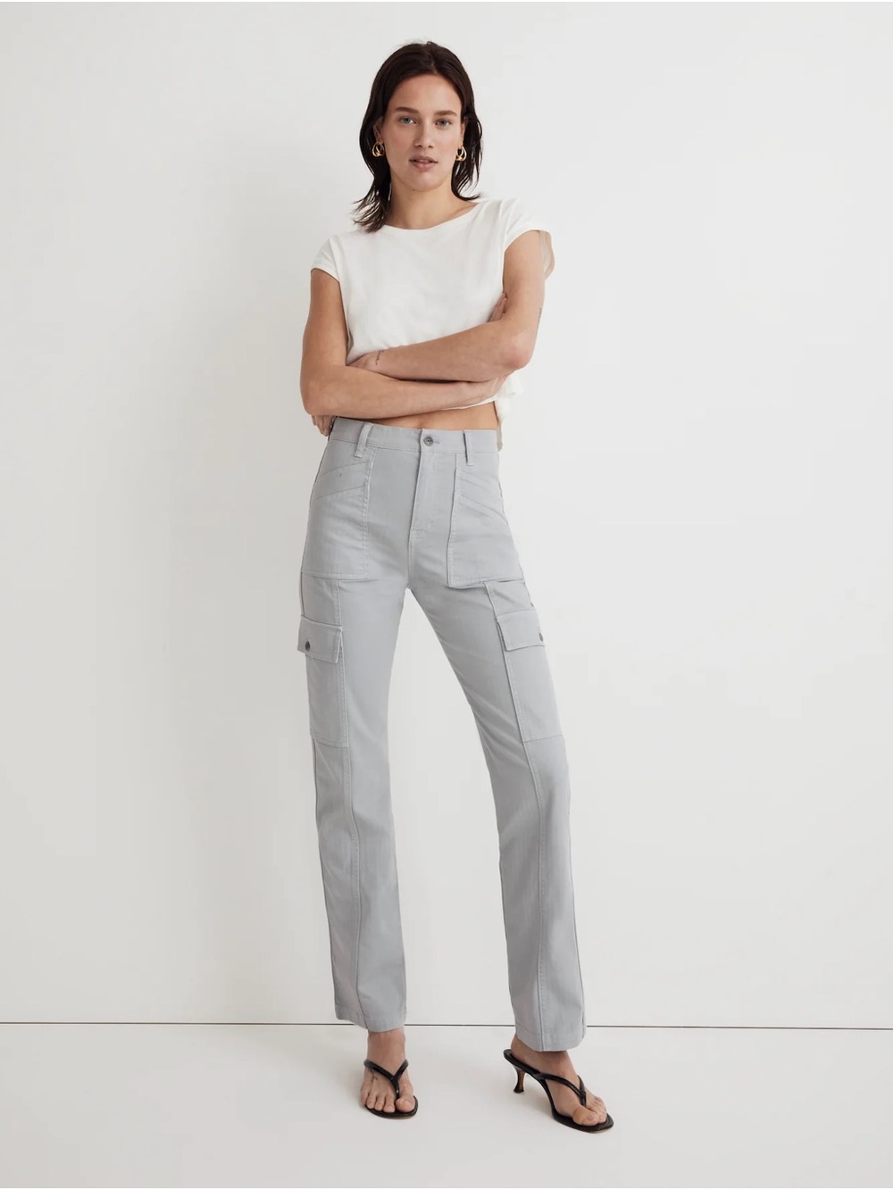Madewell Gray 90s Straight Cargo Pants Utility Minimalist Size 27